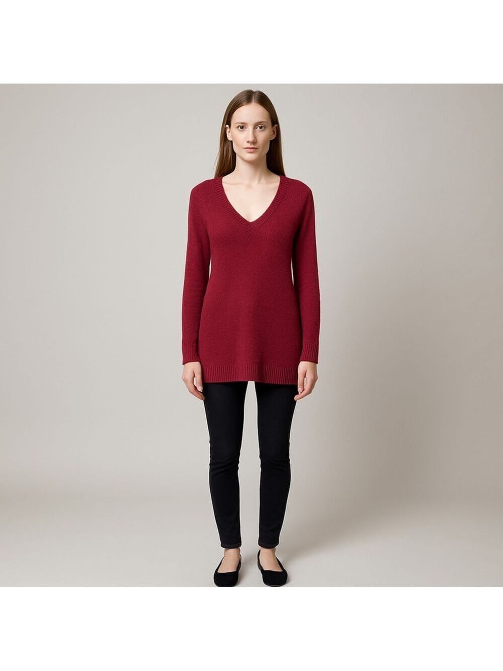 NY Collection Metallic V Neck Sweater